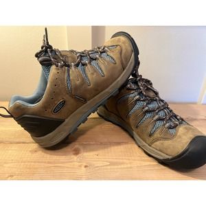 Keen Zorb Dry Leather Womens 8  Brown Blue Low Top Lace Up Trail Hiking Shoes.